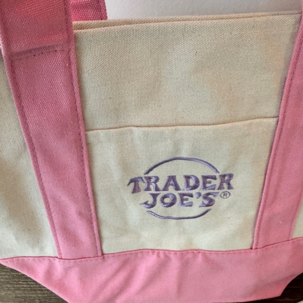 Trader Joe’s Mini Canvas Tote Bag for 1 Pale Pink-NEW With Tag Limited Edition